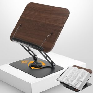 Verstellbarer Leseständer Holz für Kochbücher und Tablets mit Seitenclip | 360° drehbarer Buchständer aus Holz für Kind