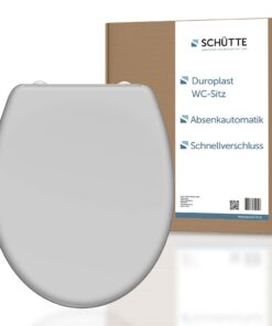 SCHÜTTE Grauer WC-Sitz mit Absenkautomatik und Schnellverschluss für Spalier-Toilettendeckel, 175kg Belastbarkeit, Toile