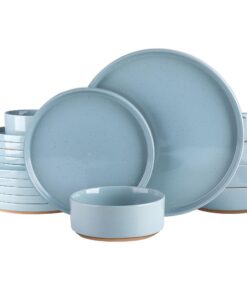 AmorArc Keramik-Geschirr-Set 18-teilig für 6 Personen - kratzfest, spülmaschinen- & mikrowellengeeignet, gesprenkelte St