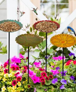 DREAMSOUL Blumen-Vogeltränke Metallpfahl Serie, kleine Tränke für Gartenliebhaber, Outdoor Vögel versorgen, prachtvolle