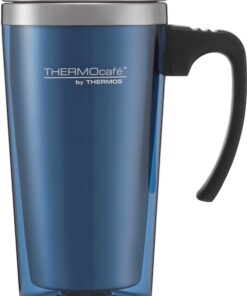 ThermoCafé Thermobecher Kunststoff und Edelstahl, weicher Griff, 420 ml, Translucent Midnight Blue