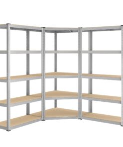SONGMICS Belastbare Eckregal-Set GLR070E03 Lebensmittelabteilung für Küchenraum, 5 Ebenen, Silbernaturbeige, bis 2625 kg