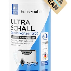 hauszauber® - Ultraschallreiniger Konzentrat [Effektiv & Ohne Schaum] 1000 ml - Brillen, Schmuck, Zahnersatz reinigen -