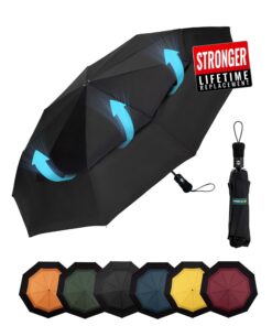 Chakipee Kompakter Reise Regenschirm Groß Sturmfest – Automatik Taschenschirm für Herren und Damen