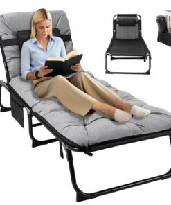 LIFERUN XL Sonnenliege Klappbett, klappbar mit Wasserdicht Matratze & Kopfstütze für Garten & Camping | LIFERUN XL Klap