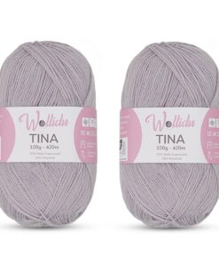 Tina Strumpfwolle/Sockengarn – 75% Wolle 25% Polyamid – uni Farbe Flieder – 100g/420m – Nadelstärke 2–3 mm
