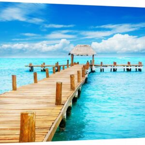 HUBDECO Leinwand Bilder Wohnzimmer - große Kunstdrucke - perfekte Zimmerdeko für Schlafzimmer - 120x80 cm - Pier