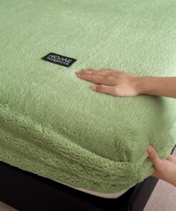 Mateju Weiches Fleece Spannbettlaken für Winter und HochmatratzenComfort für Boxspringbetten (grün,120x200cm) Mateju V