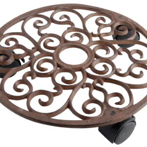 Esschert Design Pflanzenroller - Blumenroller aus Gusseisen, rund, für romantische Zimmer, zur Blumenvorrichung, ca. Ø 2