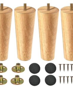 Konische Holz Tischbeine 4 Stück für Sofa Ersatz mit Gummipads 15cm