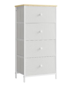 SONGMICS Kommode, hoch und schmal, für die Schlafzimmernische, modern und praktisch, weiß-eichenfarben, 4 Schubladen LTS