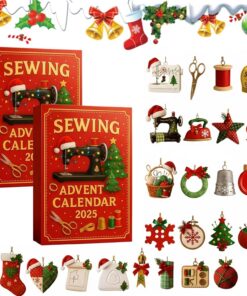 2025 Adventskalender zum Nähen - 24-Tage-Weihnachts-Countdown für Nähliebhaber, Geschenkbox mit Nähwerkzeugen & Ornament