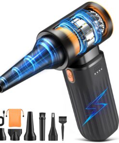 Elektrische Staubgebläse Schwarz 3 Gang 200000 RPM Leise Druckluft 8000 mAh Akku PC Reinigung Auto Reinigung
