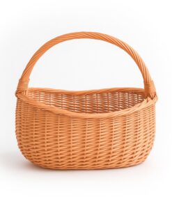 Weidenkorb Einkaufskorb geflochten 40x35x24 cm groß leicht – Picknickkorb Pilzkorb Naturbraun mit Henkel
