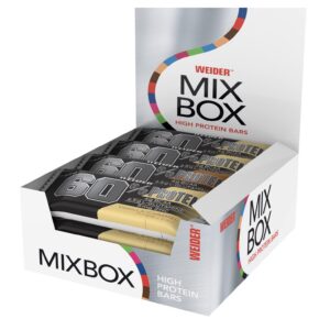 WEIDER 60% Proteinriegel für Muskelstauftage und Fitness mit Glutamin und BCAA, 24 x 45g Mix-Box