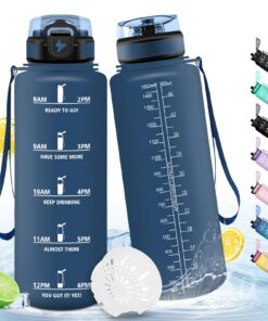 HoneyHolly Trinkflasche Sport 1.5L mit Zeitmarkierung Auslaufsicher für Wandern Laufen Radfahren
