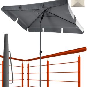 4smile Sonnenschirm Balkon UPF 50+ - Anthrazit 200 x 125 cm - perfekt für den Balkon mit Schutzhülle und Global Recycled