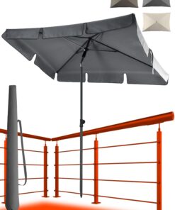 4smile Sonnenschirm Balkon UPF 50+ - Anthrazit 200 x 125 cm - perfekt für den Balkon mit Schutzhülle und Global Recycled