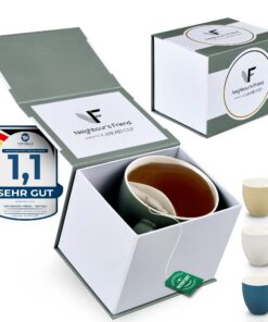 Patentierte Teetasse grau für Teetrinker I Keramiktasse 325ml I Spülmaschinengeeignete Teetassen