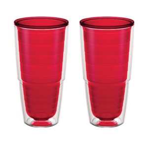 Tervis 1285534 Clear & Colorful Insulated Tumbler 2 Pack - Boxed 24 oz Tritan Rot fürOutdoor-Activisten