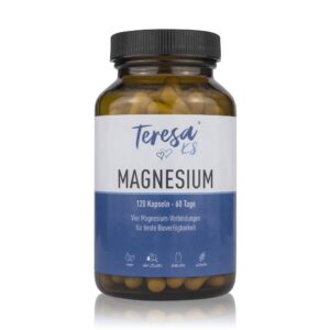Magnesium 300mg - 120 vegane Kapseln - Für Muskelspannung und Nervenruhelosungen - In Deutschland hergestellt - Glutenfr