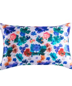 Damier Satin Kissenbezug 40x80 Blau Blumen Theme Doppelpack Hochwertige Seidig Kissenhülle für Haar und Hautpflege