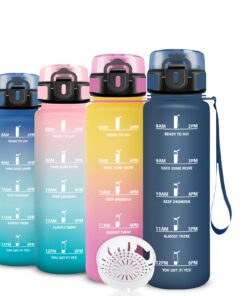 Auslaufsichere Kinder-Trinkflasche 500ml mit Zeitmarkierung & Filter - Kohlensäure geeignet für Outdoor & Reisen