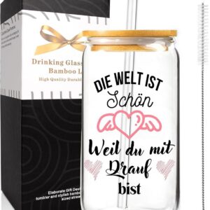 Mason Life Geschenk für Frauen 500ml Glas Trinkbecher Eiskaffee Geburtstagsgeschenk für Frauen