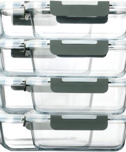 M MCIRCO 8 Packs 860 ml Glas-Frischhaltedosen für Lebensmittel - Spülmaschinen-, Mikrowellen- und Gefrierschrankfreundli