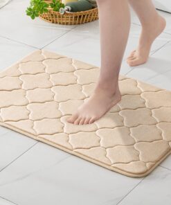 MIULEE Rutschfest Memory Foam Badezimmerteppich für Wohnzimmer und Badezimmer 50x80 cm Kamel