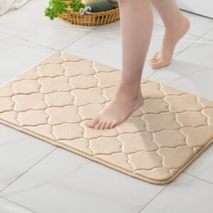 MIULEE Rutschfest Memory Foam Badezimmerteppich für Wohnzimmer und Badezimmer 50x80 cm Kamel