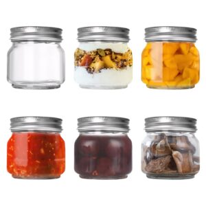 Mason Jar mit Deckeln - Overnight Oats Gläser, 6 Stück 250 ml | Mason Jar mit Deckeln - Meal Prep Gläser, 6 Stück 250 m