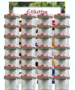 hocz Sturzgläser Set 10x 125ml mit Roten Schraubdeckeln & Etiketten - Unzerbrechlich für Marmelade & Einmachen
