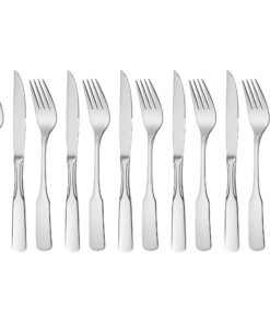 GRÄWE Steakbesteck Set für 6 Personen - Edelstahl 18/10, spülmaschinengeeignet, poliert, Serie Spaten GRÄWE 12-teilige