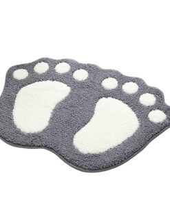 SHANNA Rutschfeste Badematte (Grau, 48 x 67 cm) saugfähige Fußmatte für Dusche und Badezimmer niedlich Große Füße Bodenm
