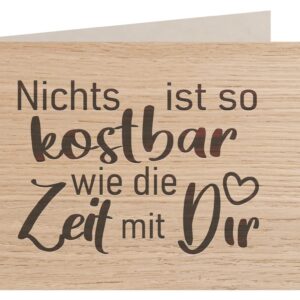 myZirbe Holzkarte - KOSTBARE ZEIT MIT DIR - Besondere Grußkarte, Liebeskarte, Jahrestags Karte, Freundschafts Karte, Hol