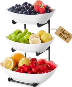 Lifewit Obst Etagere 3 Etagen Schwarz + Kunststoff Metallregal 28x35cm für Buffet Party Snacks