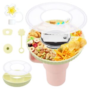 Forhandy Snackschale mit Deckel Stanley Cup 40oz | Silikon Snackteller Zubehör 4 Stück | Süßigkeitenfach Beige Forhandy