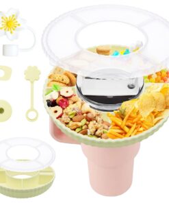 Forhandy Snackschale mit Deckel Stanley Cup 40oz | Silikon Snackteller Zubehör 4 Stück | Süßigkeitenfach Beige Forhandy