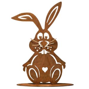 Rostikal Osterhase Schnurri - 30x19cm - Edel-Rost Cortenstahl - Nachhaltige Gartendeko für Frühling, Balkon, Wohnzimmer