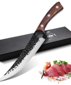 Purple Dragon 7 Zoll Fleisch Cleaver Full Tang Kochmesser für Profis im Küchenbereich mit High Carbon Stahl und Geschenk