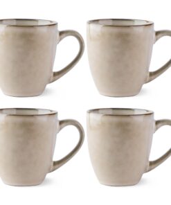 GBhome Keramik-Kaffeetassen-Set 12oz 4er Steingut Leichte Tassen Spülmaschinen- & Mikrowellensicher GCS067CP