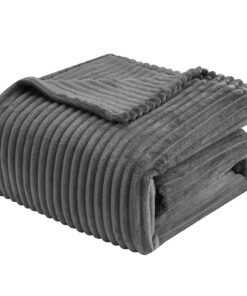 WOLTU Flauschig Fleecedecke Warme Sofadecke 150x200 cm Dunkelgrau Global Recycled Standard OEKO-TEX