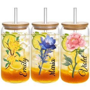 XSTZR Personalisierter Becher für Damen – 16-oz-Becher mit Bambusdeckel und Strohhalm für Eiskaffeeliebhaber – im Büro,