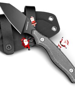 EDC Messer Feststehend, 7,2 cm Klinge Outdoor-Messer für Camping und Jagd mit Full-Tang und Micarta-Griff EDC Messer Fes