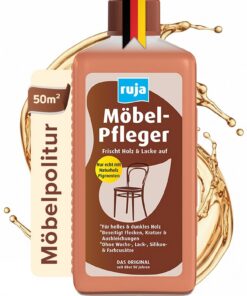 Ruja Möbelpolitur - 50m² - beseitigt Kratzer, Wasserflecken & Vergilbung, für dunkel & helles Holz - 2-in-1 Reiniger & P