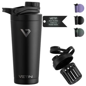 Proteinshake VETIN 750 ml, Edelstahlisolierung, der perfekte Shake Becher für Eiweiß- & Sportgetränke | VETIN Shaker Pr