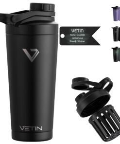 Proteinshake VETIN 750 ml, Edelstahlisolierung, der perfekte Shake Becher für Eiweiß- & Sportgetränke | VETIN Shaker Pr