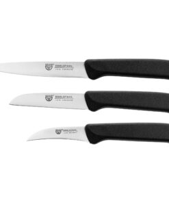 GRÄWE Schwarzeschälmesser & Küchenmesser-Set, super scharf geschliffen, Edelstahl, 3er Set, perfekt für Hausfrauen