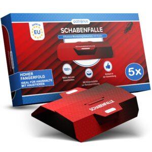 Kakkerlakenfalle - 5 Stück - XXL Monitoring-Klebefalle - für Befallsermittlung und Kakerlakenbekämpfung - EU-Manufacture